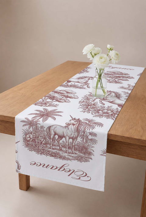 Elegance Eskiz Çizim Desenli Runner