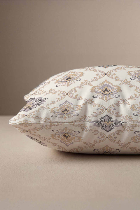 Krem Gri Royal Damask Kırlent Kılıfı