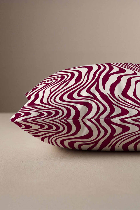 Bordo Zebra Desenli Modern Kırlent