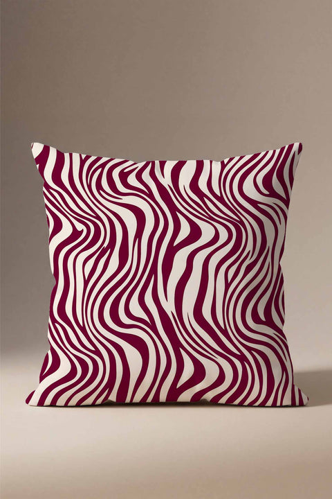 Bordo Zebra Desenli Modern Kırlent