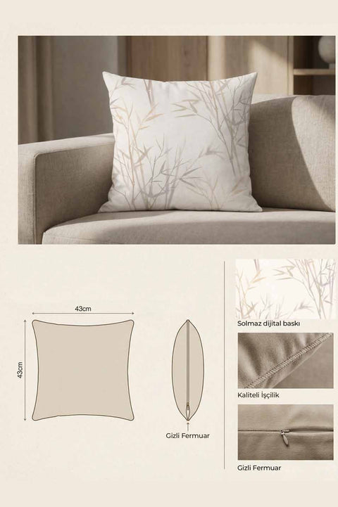 Kyoto Zen Bambu Desenli Kırlent Kılıfı