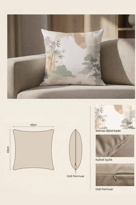 Kyoto Ahenk Sulu Boya Desenli Kırlent Kılıfı