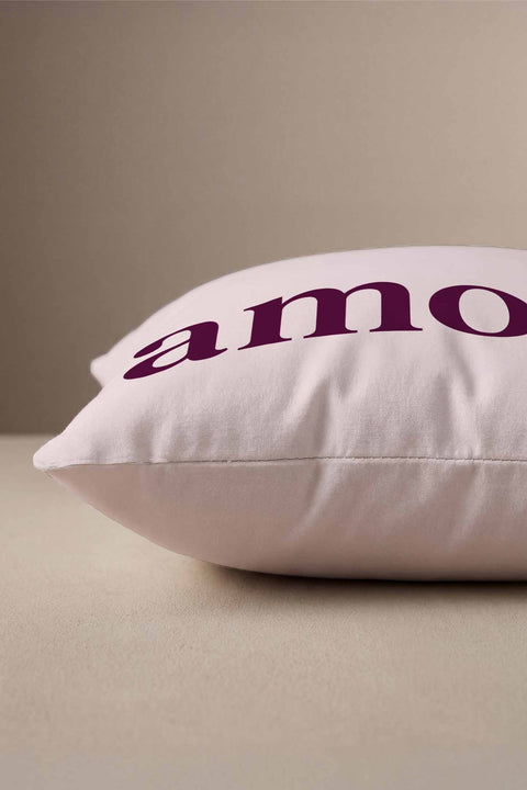 Amor Yazılı Kırlent Kılıfı