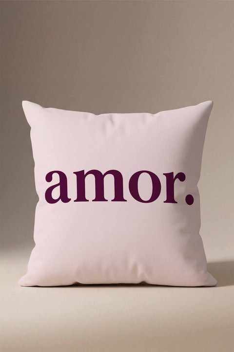 Amor Yazılı Kırlent Kılıfı
