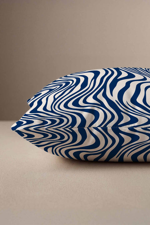 Lacivert Zebra Desenli Modern Kırlent Kılıfı
