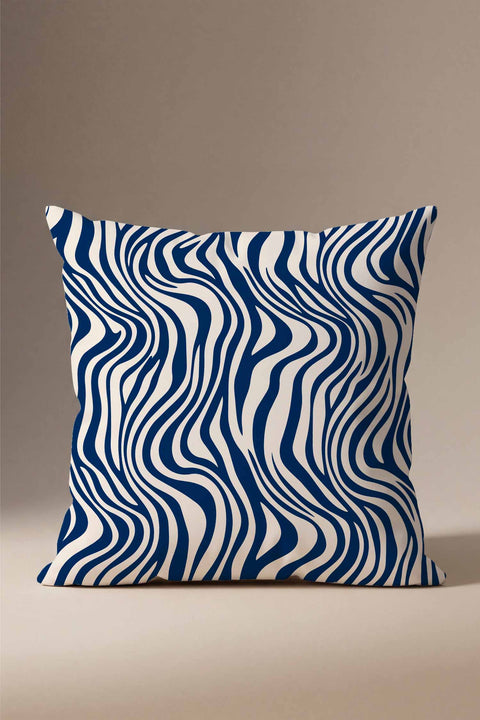 Lacivert Zebra Desenli Modern Kırlent Kılıfı