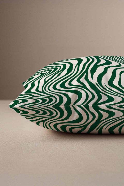 Yeşil Zebra Desenli Modern Kırlent Kılıfı