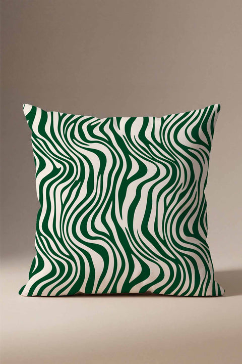 Yeşil Zebra Desenli Modern Kırlent Kılıfı