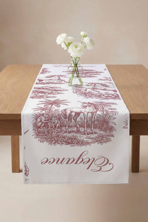Elegance Eskiz Çizim Desenli Runner
