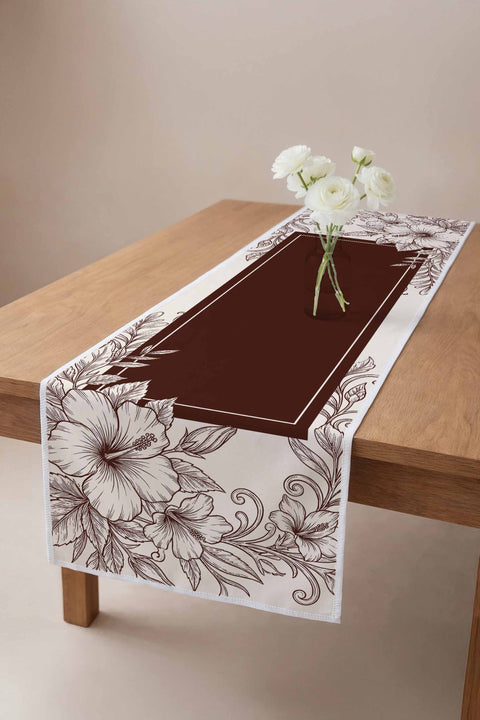 Kahverengi Çiçekli Runner