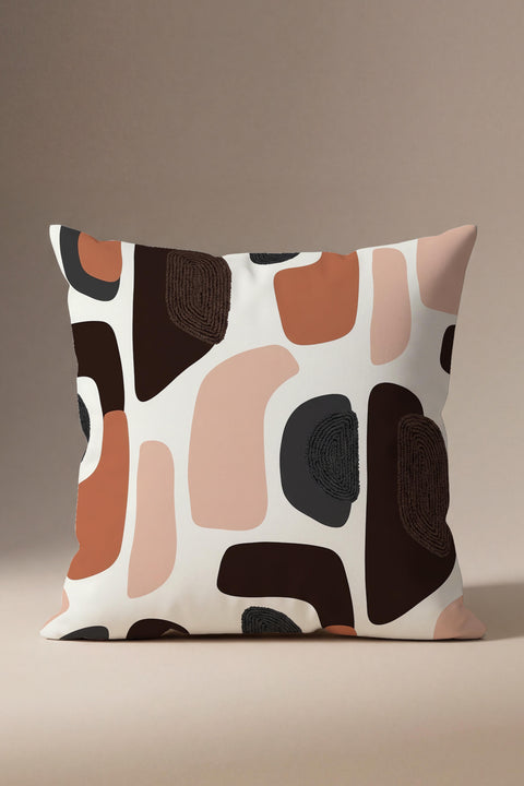 Toprak Tonları Modern Soyut Desenli Kırlent Kılıfı