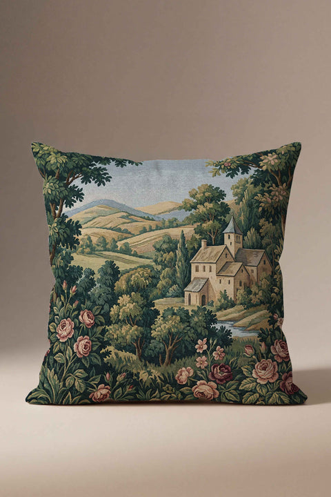 İtalyan Köyü Manzaralı Goblen Görünümlü Kırlent Kılıfı