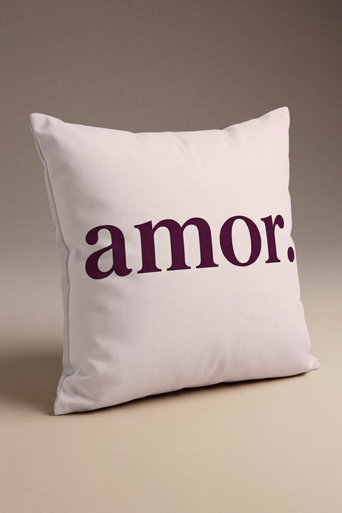 Amor Yazılı Kırlent Kılıfı