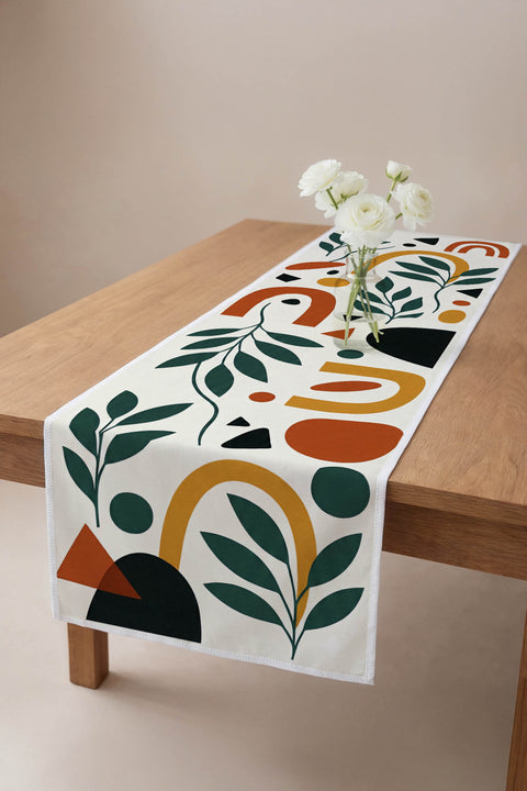 Bohem Tarzı Botanik Desenli Runner