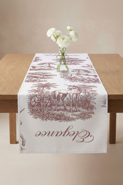 Elegance Eskiz Çizim Desenli Runner