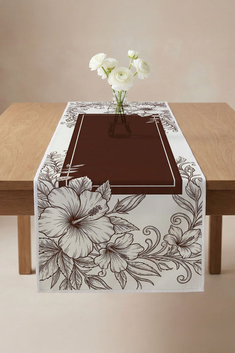 Kahverengi Çiçekli Runner