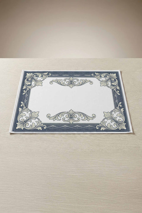 Eskitme Mavi Klasik Çerçeve Desenli Amerikan Servis