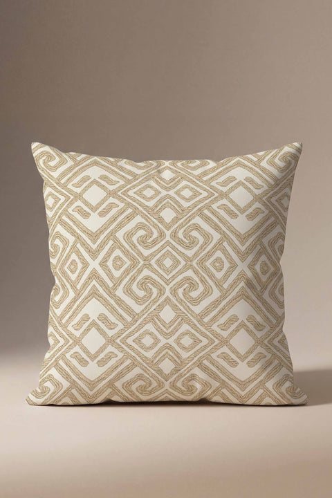 Hasır Örgü Görünümlü Bej Kırlent Kılıfı