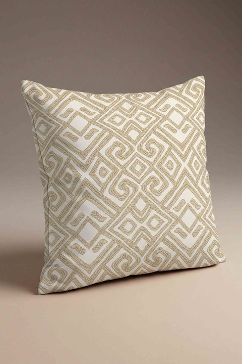 Hasır Örgü Görünümlü Bej Kırlent Kılıfı