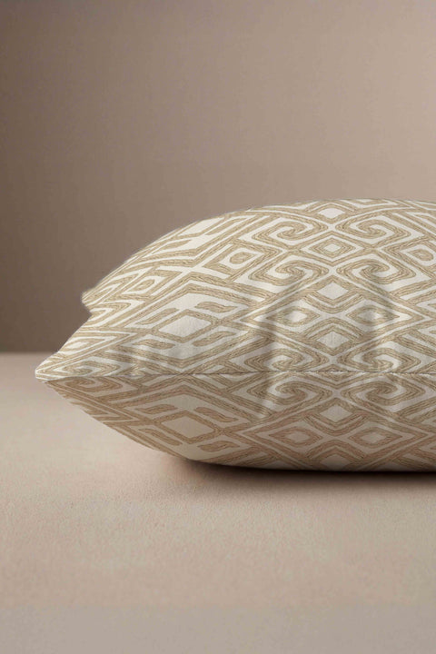 Hasır Örgü Görünümlü Bej Kırlent Kılıfı