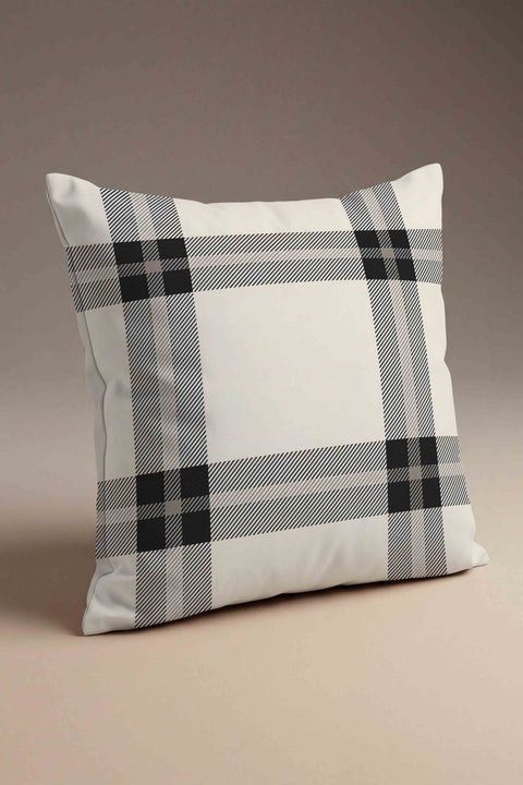 Beyaz Zemin Minimal Çizgili Kırlent Kılıfı