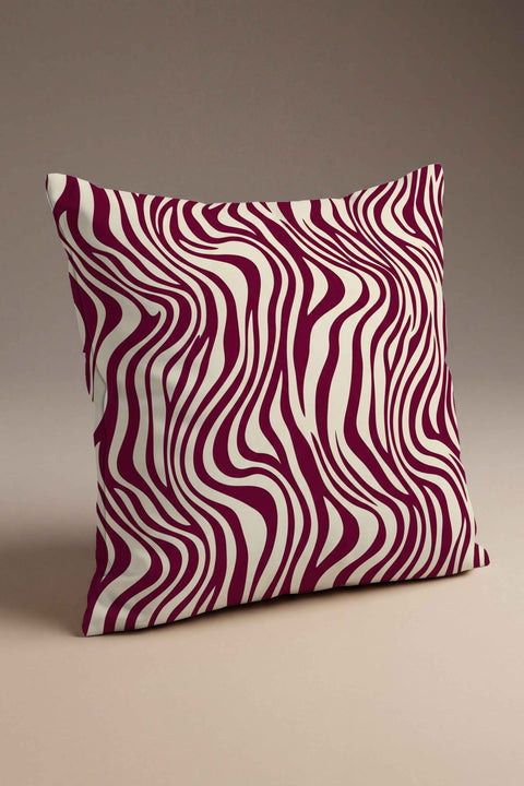 Bordo Zebra Desenli Modern Kırlent