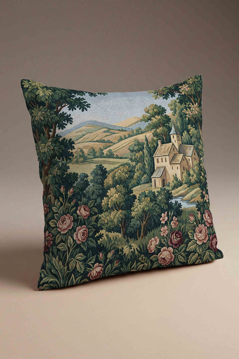 İtalyan Köyü Manzaralı Goblen Görünümlü Kırlent Kılıfı