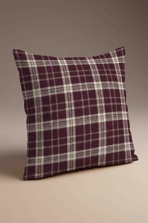 Bordo Ekose Desenli Kırlent Kılıfı