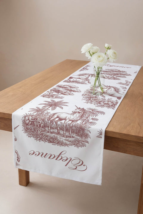 Elegance Eskiz Çizim Desenli Runner