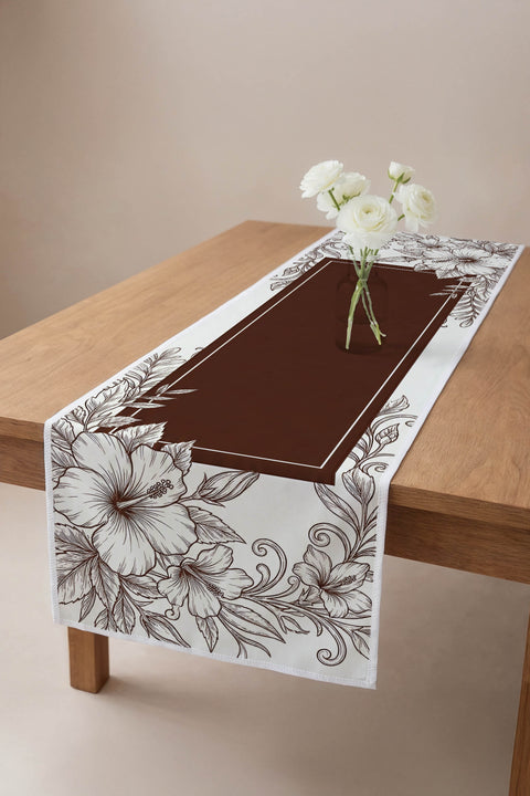 Kahverengi Çiçekli Runner