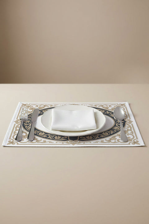 Siyah Gold Barok Madalyon Desenli Amerikan Servis