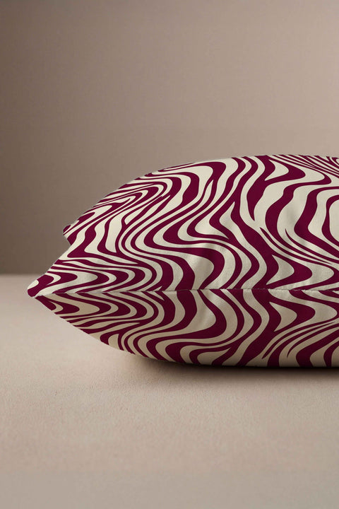 Bordo Zebra Desenli Modern Kırlent