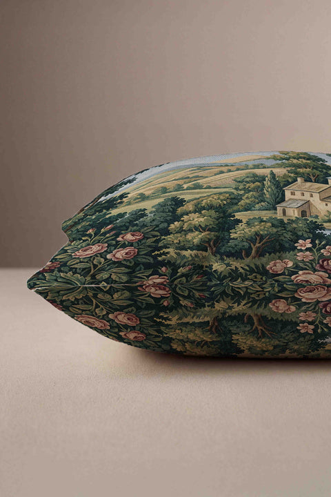 İtalyan Köyü Manzaralı Goblen Görünümlü Kırlent Kılıfı