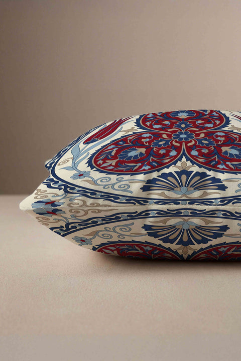 Anadolu Laleleri Desenli Kırlent Kılıfı