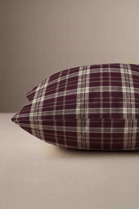 Bordo Ekose Desenli Kırlent Kılıfı