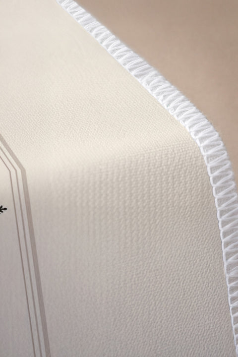 Krem Zemin Etnik Baklava Motifli Runner