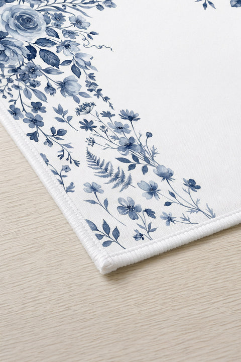 Mavi Beyaz Porselen Desenli Çiçekli Amerikan Servis