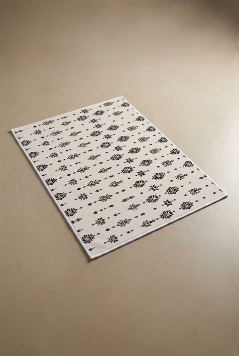 Bej Zemin Minimal Etnik Motifli Paspas