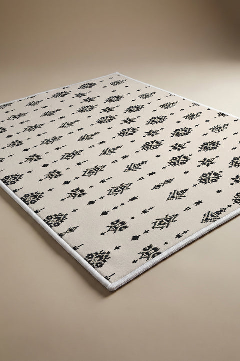 Bej Zemin Minimal Etnik Motifli Paspas