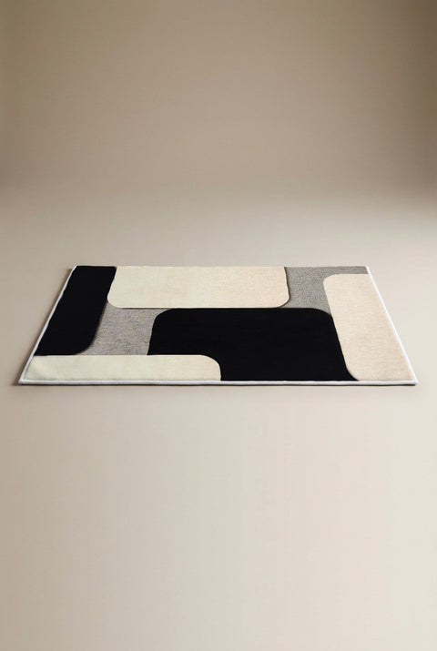 Siyah Bej Modern Blok Desenli Dekoratif Paspas