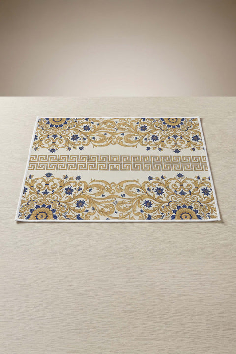 Altın Varak ve Mavi Barok Motifli Amerikan Servis