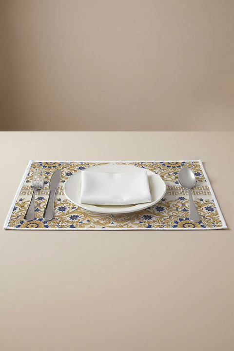 Altın Varak ve Mavi Barok Motifli Amerikan Servis