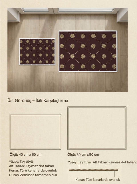 Altın Saray Desenli Banyo Paspas Takımı