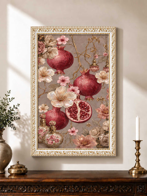 Narın Zarafeti – Çiçekler ve Altın Sanat Tablosu - 50x70cm