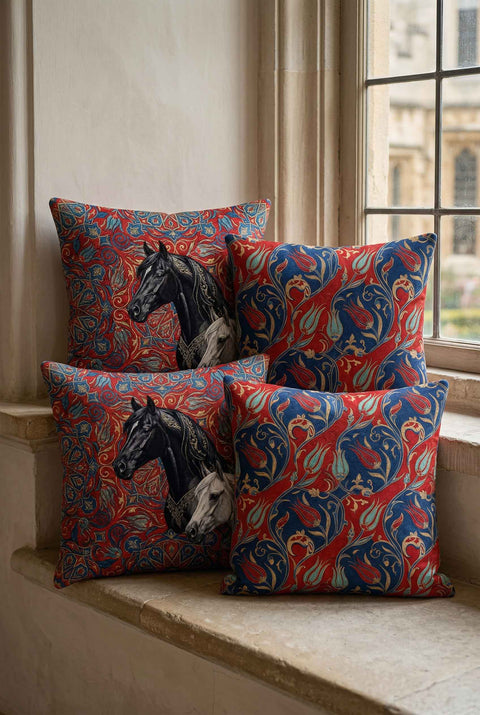 Çini Motifli Siyah Beyaz At Hediye Seti - 4 Parça