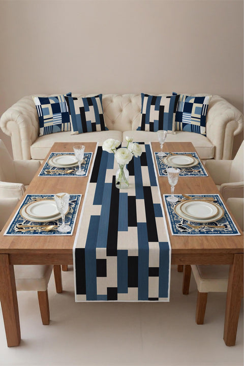 Mavi Geometrik Desen Hediye Seti - 9 Parça