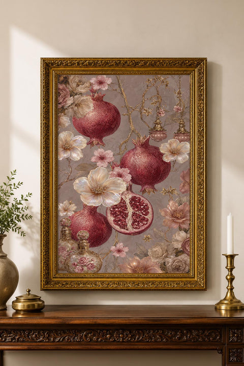 Narın Zarafeti – Çiçekler ve Altın Sanat Tablosu - 50x70cm