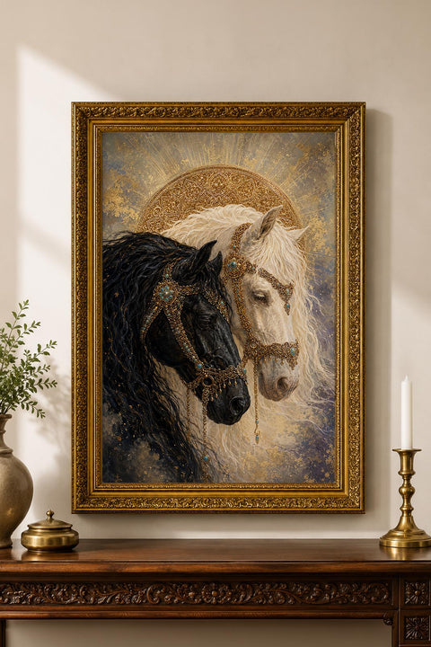 Şahbaz – Siyah ve Beyazın Asaleti Sanat Tablosu - 50x70cm