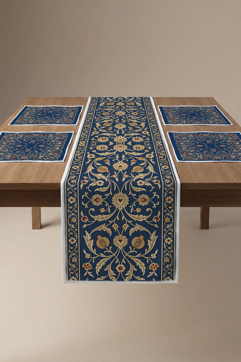 Mavi Vintage Desen Yemek Takımı Hediye Seti - 5 Parça